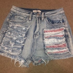 Denim American flag shorts